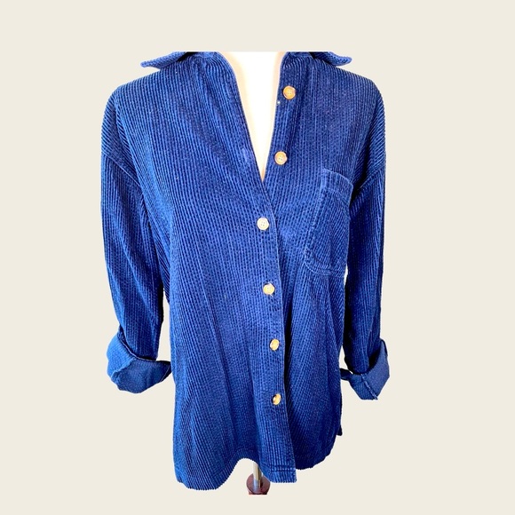 Blue Corduroy  Button Down Shirt//M//Vintage/Retro//J. G. Hook//Oversized - Picture 3 of 8